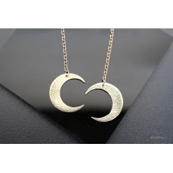 Boucles d'oreilles "Lune" en laiton, gravées avec chaînette