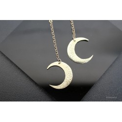 Boucles d'oreilles "Lune" en laiton, gravées avec chaînette