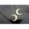 Boucles d'oreilles "Lune" en laiton, gravées avec chaînette