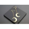 Boucles d'oreilles "Lune" en laiton, gravées avec chaînette