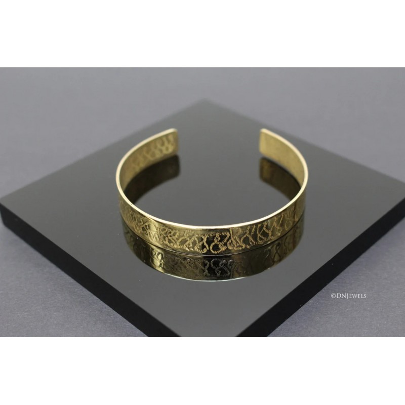 Bracelet jonc gravé  en laiton- 10mm -Diamètre 6 cm