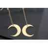 Boucles d'oreilles "Lune" en laiton, gravées avec chaînette